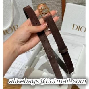 Top Quality Dior Suede and Leather Belt 2cm with Strass CD Buckle 1231 Brown/Gold 2025