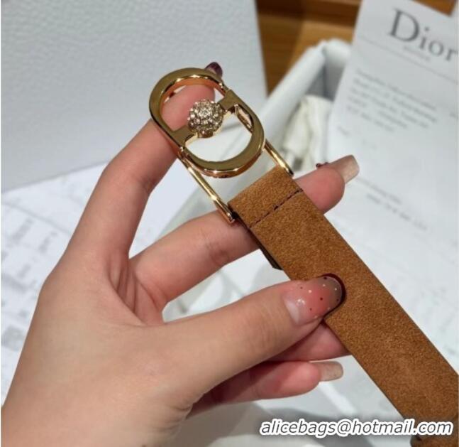 Good Taste Dior Suede and Leather Belt 2cm with Strass CD Buckle 1231 Beige/Gold 2025