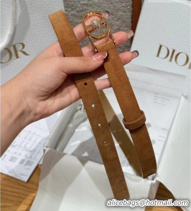 Good Taste Dior Suede and Leather Belt 2cm with Strass CD Buckle 1231 Beige/Gold 2025