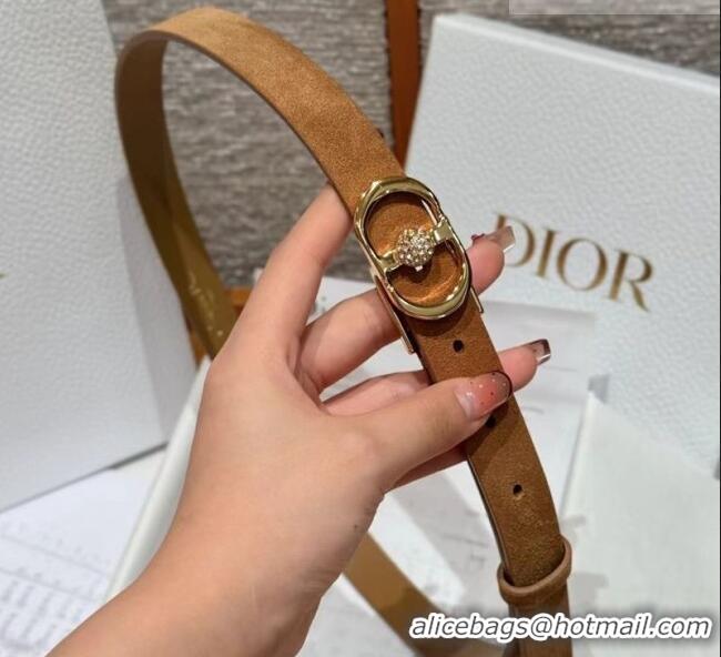 Good Taste Dior Suede and Leather Belt 2cm with Strass CD Buckle 1231 Beige/Gold 2025