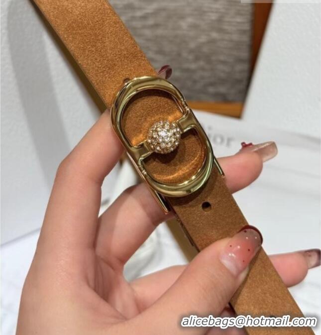 Good Taste Dior Suede and Leather Belt 2cm with Strass CD Buckle 1231 Beige/Gold 2025