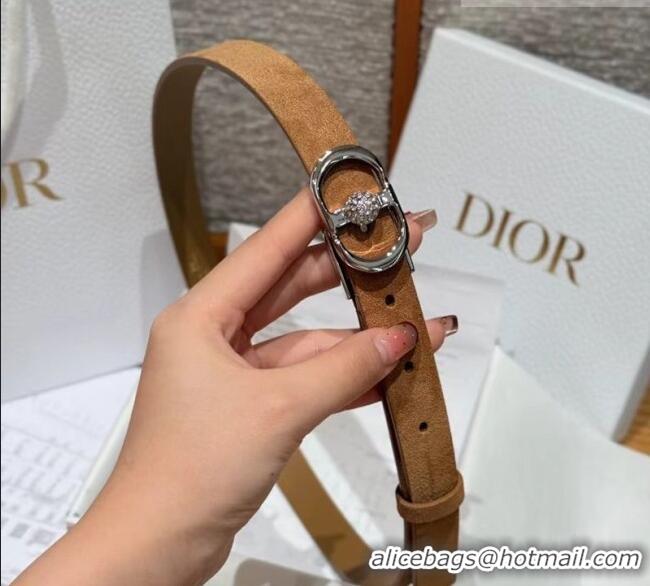 Unique Discount Dior Suede and Leather Belt 2cm with Strass CD Buckle 1231 Beige/Silver 2025
