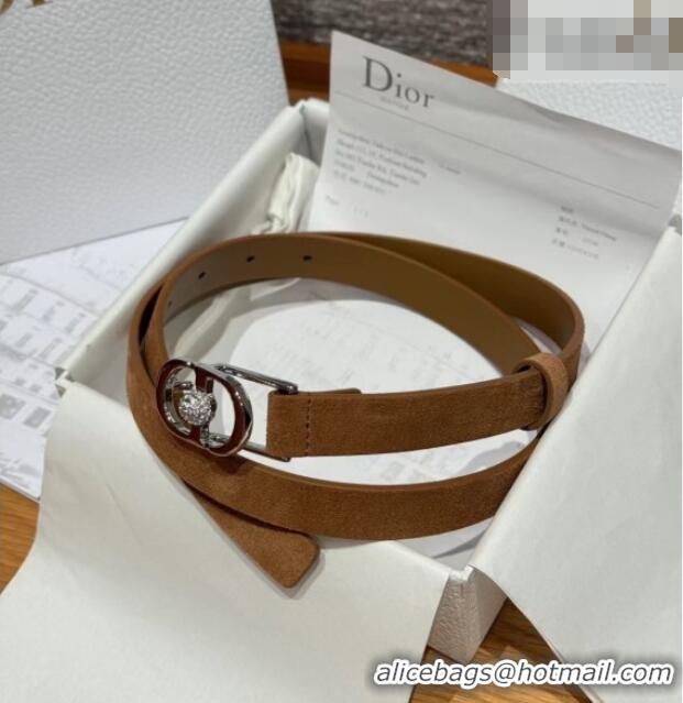 Unique Discount Dior Suede and Leather Belt 2cm with Strass CD Buckle 1231 Beige/Silver 2025