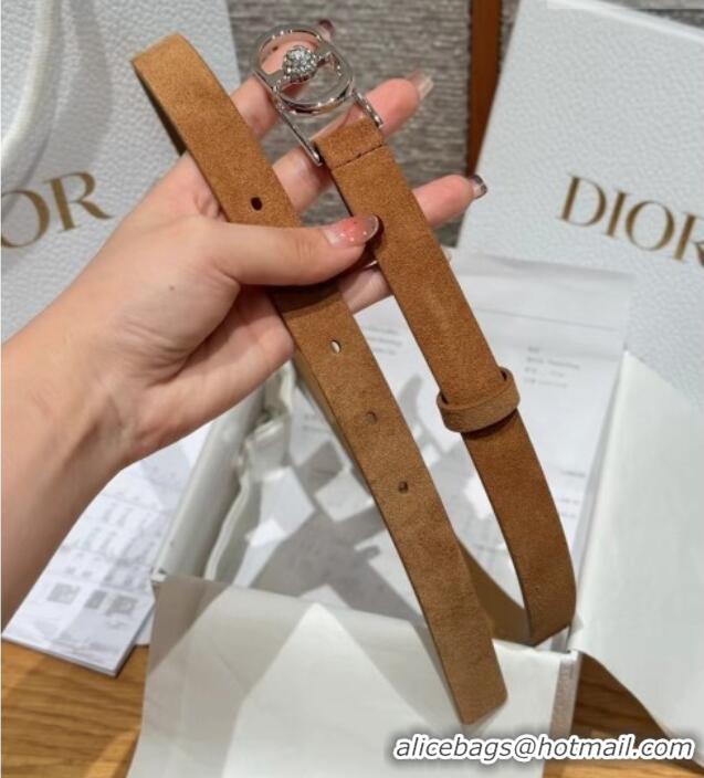 Unique Discount Dior Suede and Leather Belt 2cm with Strass CD Buckle 1231 Beige/Silver 2025