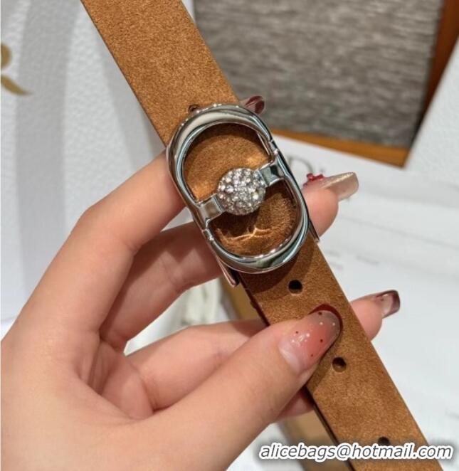 Unique Discount Dior Suede and Leather Belt 2cm with Strass CD Buckle 1231 Beige/Silver 2025