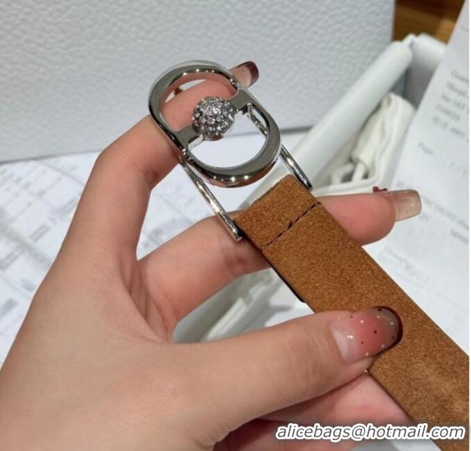 Unique Discount Dior Suede and Leather Belt 2cm with Strass CD Buckle 1231 Beige/Silver 2025