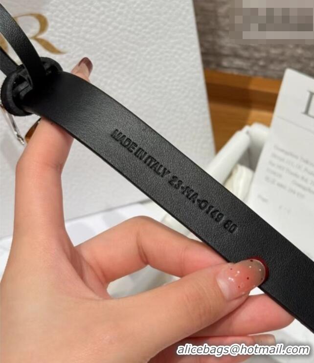 Luxury Cheap Dior Suede and Leather Belt 2cm with Strass CD Buckle 1231 Black/Silver 2025
