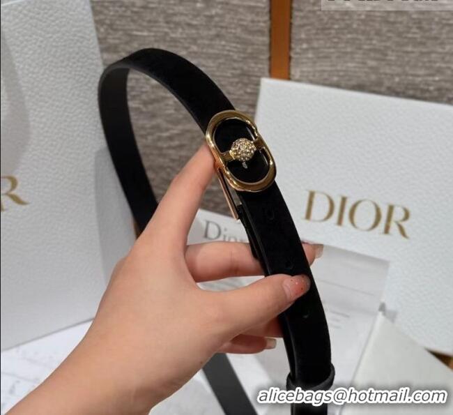 Good Taste Dior Suede and Leather Belt 2cm with Strass CD Buckle 1231 Black/Gold 2025