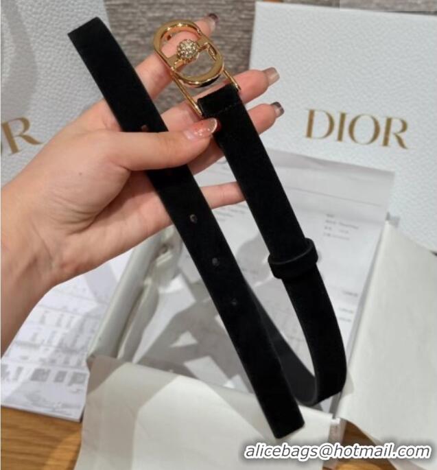 Good Taste Dior Suede and Leather Belt 2cm with Strass CD Buckle 1231 Black/Gold 2025