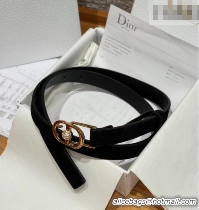 Good Taste Dior Suede and Leather Belt 2cm with Strass CD Buckle 1231 Black/Gold 2025