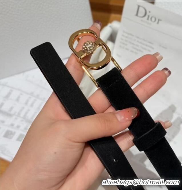 Good Taste Dior Suede and Leather Belt 2cm with Strass CD Buckle 1231 Black/Gold 2025