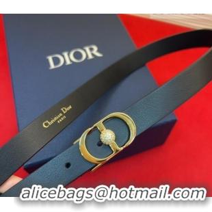 Famous Brand Dior Calfskin Leather Belt 2cm with Strass CD Buckle 1231 Black/Gold 2025