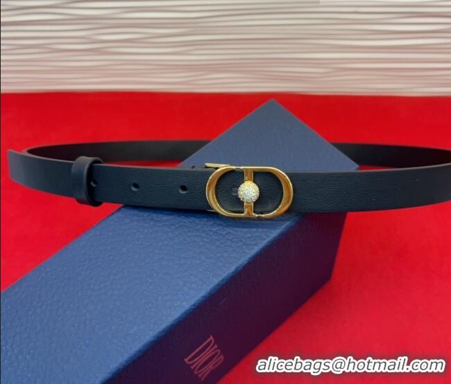 Famous Brand Dior Calfskin Leather Belt 2cm with Strass CD Buckle 1231 Black/Gold 2025