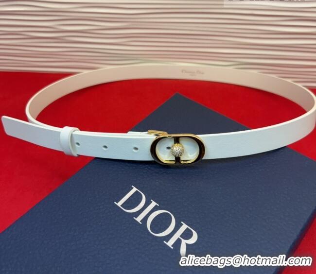 Luxury Cheap Dior Calfskin Leather Belt 2cm with Strass CD Buckle 1231 White/Gold 2025