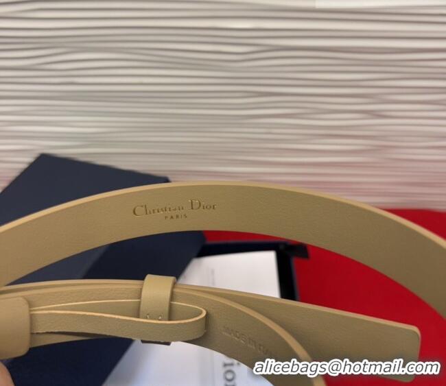 Super Quality Dior Calfskin Leather Belt 2cm with Strass CD Buckle 1231 Beige/Gold 2025