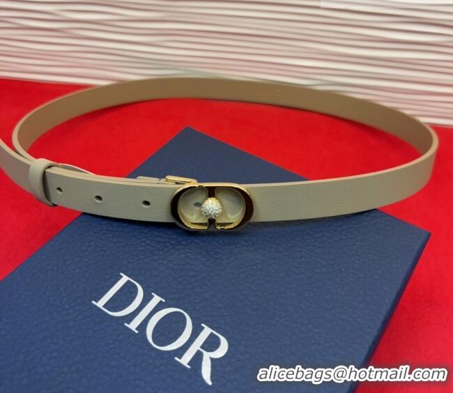 Super Quality Dior Calfskin Leather Belt 2cm with Strass CD Buckle 1231 Beige/Gold 2025