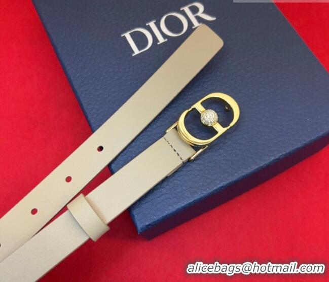 Super Quality Dior Calfskin Leather Belt 2cm with Strass CD Buckle 1231 Beige/Gold 2025