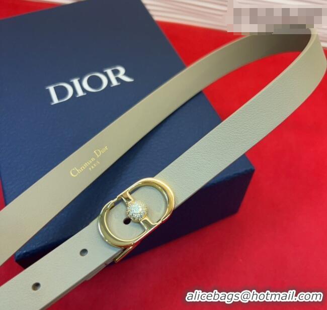 Super Quality Dior Calfskin Leather Belt 2cm with Strass CD Buckle 1231 Beige/Gold 2025
