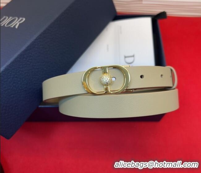 Super Quality Dior Calfskin Leather Belt 2cm with Strass CD Buckle 1231 Beige/Gold 2025