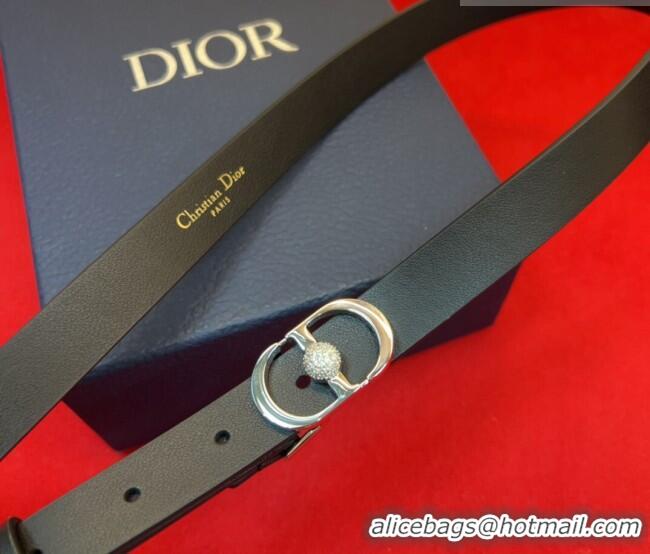 Trendy Design Dior Calfskin Leather Belt 2cm with Strass CD Buckle 1231 Black/Silver 2025