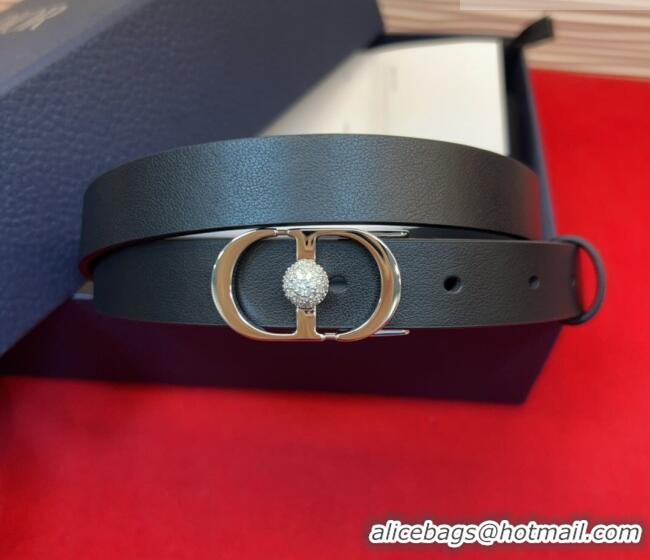 Trendy Design Dior Calfskin Leather Belt 2cm with Strass CD Buckle 1231 Black/Silver 2025