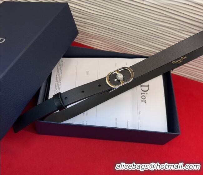 Trendy Design Dior Calfskin Leather Belt 2cm with Strass CD Buckle 1231 Black/Silver 2025