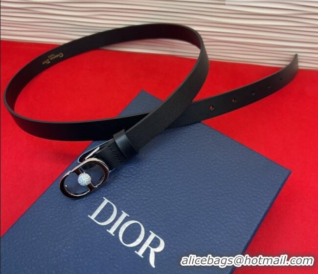 Trendy Design Dior Calfskin Leather Belt 2cm with Strass CD Buckle 1231 Black/Silver 2025