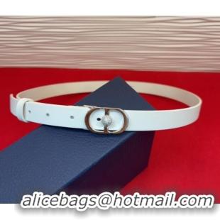 Buy Cheap Dior Calfskin Leather Belt 2cm with Strass CD Buckle 1231 White/Silver 2025