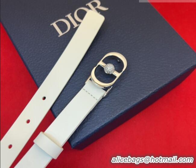 Buy Cheap Dior Calfskin Leather Belt 2cm with Strass CD Buckle 1231 White/Silver 2025