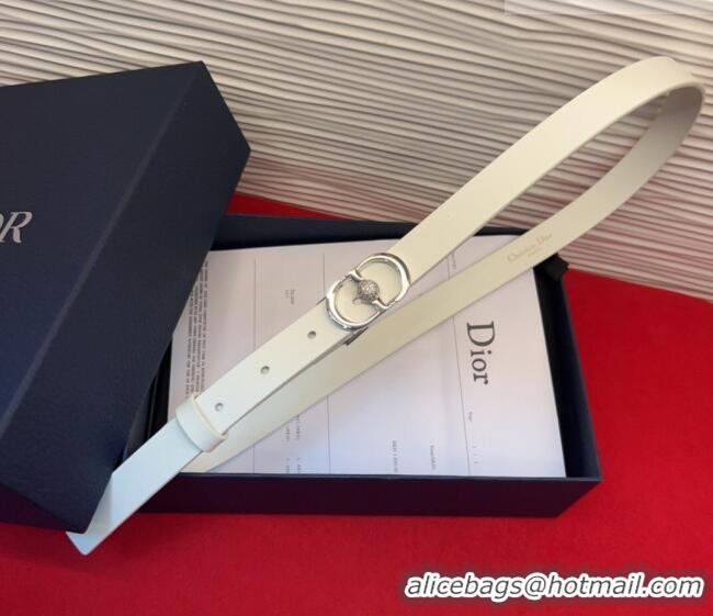 Buy Cheap Dior Calfskin Leather Belt 2cm with Strass CD Buckle 1231 White/Silver 2025