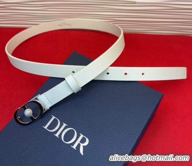 Buy Cheap Dior Calfskin Leather Belt 2cm with Strass CD Buckle 1231 White/Silver 2025