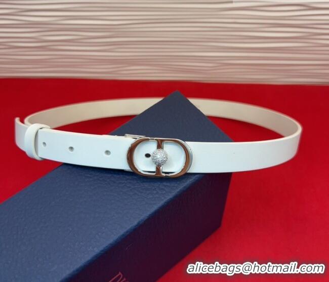 Buy Cheap Dior Calfskin Leather Belt 2cm with Strass CD Buckle 1231 White/Silver 2025