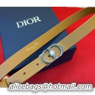 Top Quality Dior Calfskin Leather Belt 2cm with Strass CD Buckle 1231 Brown/Silver 2025