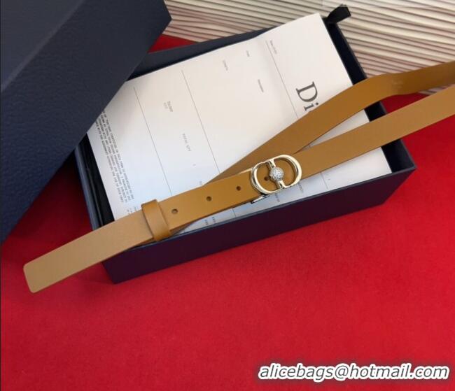 Top Quality Dior Calfskin Leather Belt 2cm with Strass CD Buckle 1231 Brown/Silver 2025