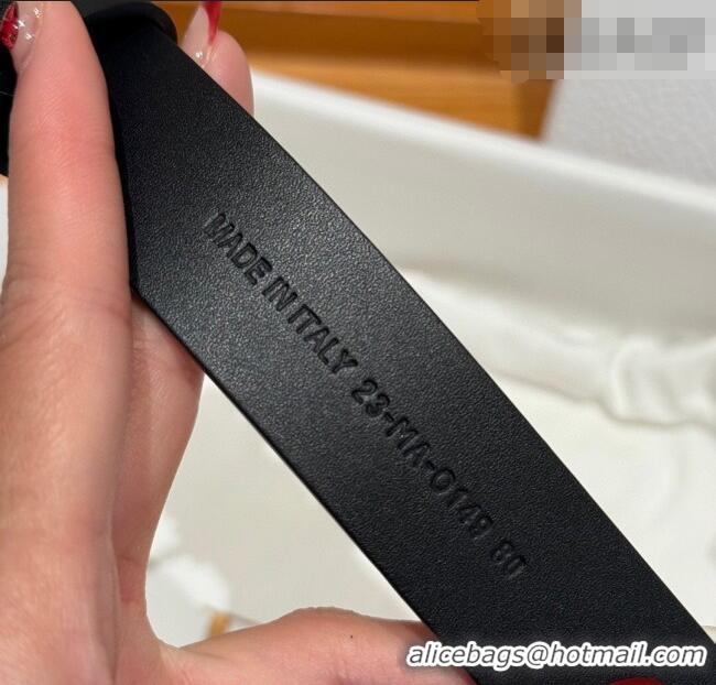 Good Quality Dior Calfskin Leather Belt 2.5cm with Strass CD Buckle 1230 Black 2025