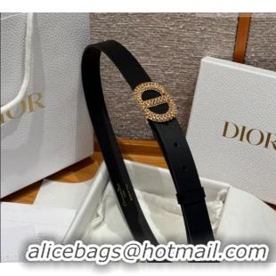Super Quality Dior Calfskin Leather Belt 2.5cm with Strass CD Buckle 1230 Black/Silver 2025