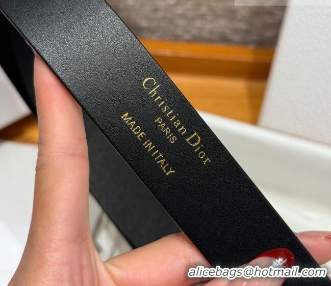 Super Quality Dior Calfskin Leather Belt 2.5cm with Strass CD Buckle 1230 Black/Silver 2025