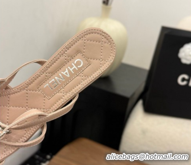 Best Product Chanel Lambskin Leather Low Heel Strap Sandals with Bloom G46964 Pink 2026
