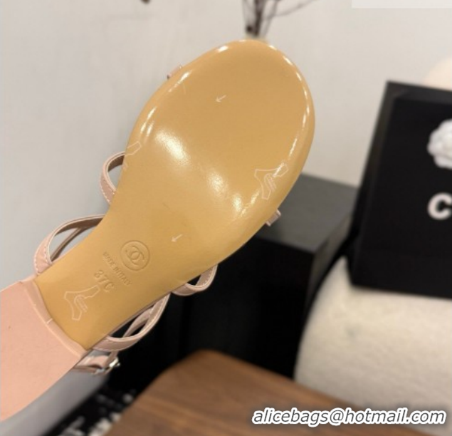 Best Product Chanel Lambskin Leather Low Heel Strap Sandals with Bloom G46964 Pink 2026