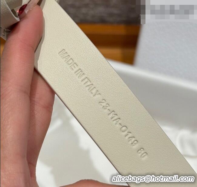 Good Looking Dior Calfskin Leather Belt 2.5cm with Strass CD Buckle 1230 White/Black 2025