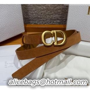 Top Grade Dior Suede Belt 2cm with CD Buckle DR031701 Camel Brown 2026