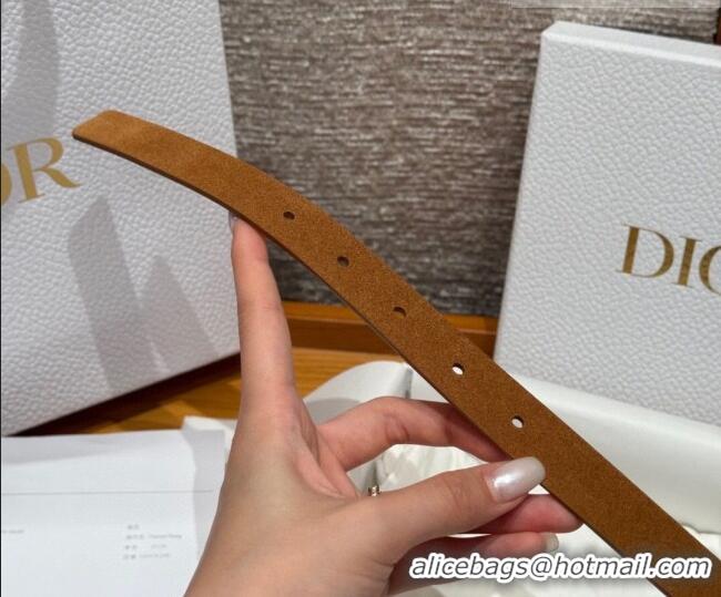 Top Grade Dior Suede Belt 2cm with CD Buckle DR031701 Camel Brown 2026