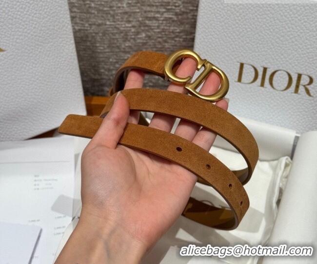 Top Grade Dior Suede Belt 2cm with CD Buckle DR031701 Camel Brown 2026