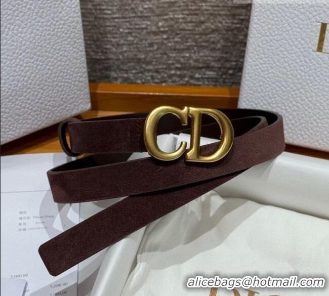 Top Quality Dior Suede Belt 2cm with CD Buckle DR031701 Dark Brown 2026