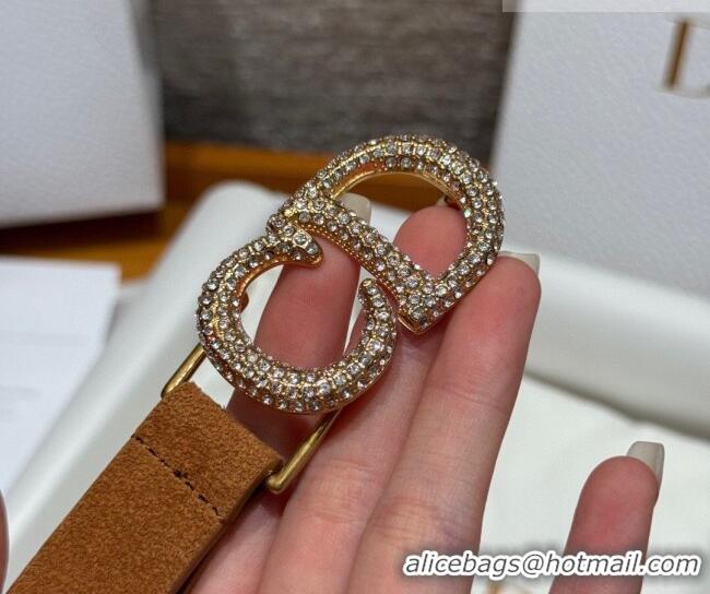 Shop Promotional Dior Suede Belt 2cm with Strass CD DR031701 Camel Brown 2026