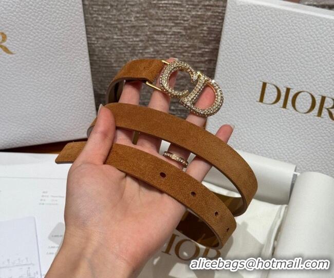Shop Promotional Dior Suede Belt 2cm with Strass CD DR031701 Camel Brown 2026