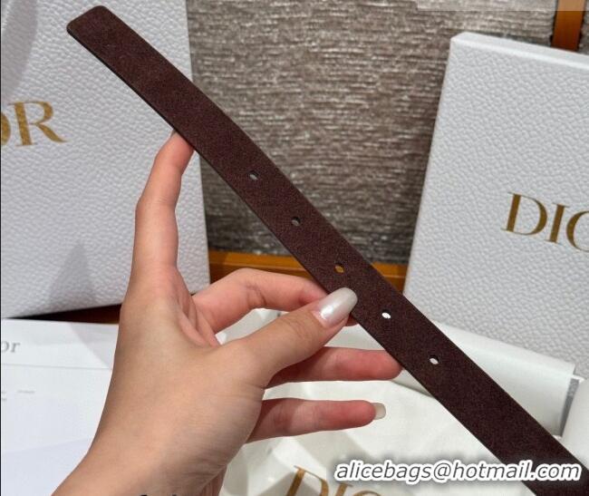 Luxury Cheap Dior Suede Belt 2cm with Strass CD DR031701 Dark Brown 2026