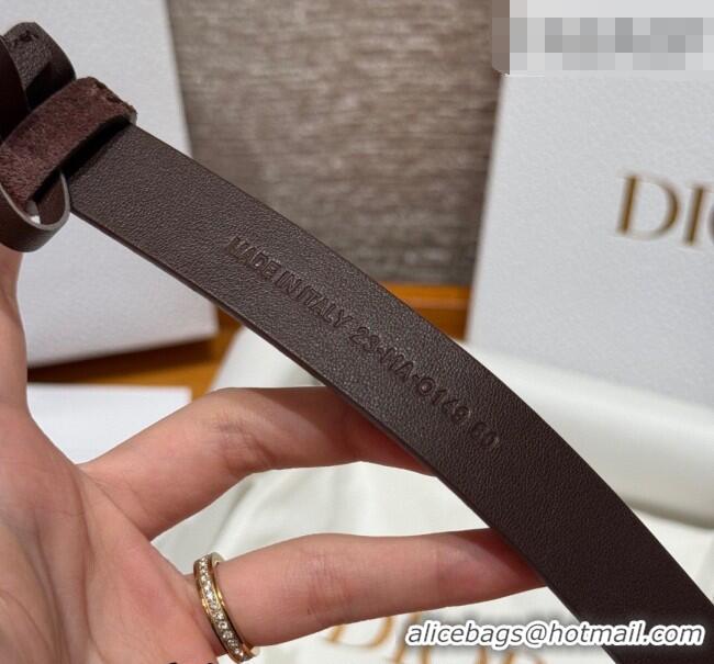 Luxury Cheap Dior Suede Belt 2cm with Strass CD DR031701 Dark Brown 2026