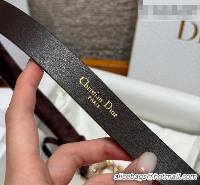 Luxury Cheap Dior Suede Belt 2cm with Strass CD DR031701 Dark Brown 2026