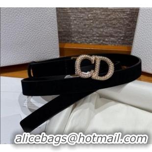 Top Design Dior Suede Belt 2cm with Strass CD DR031701 Black 2026